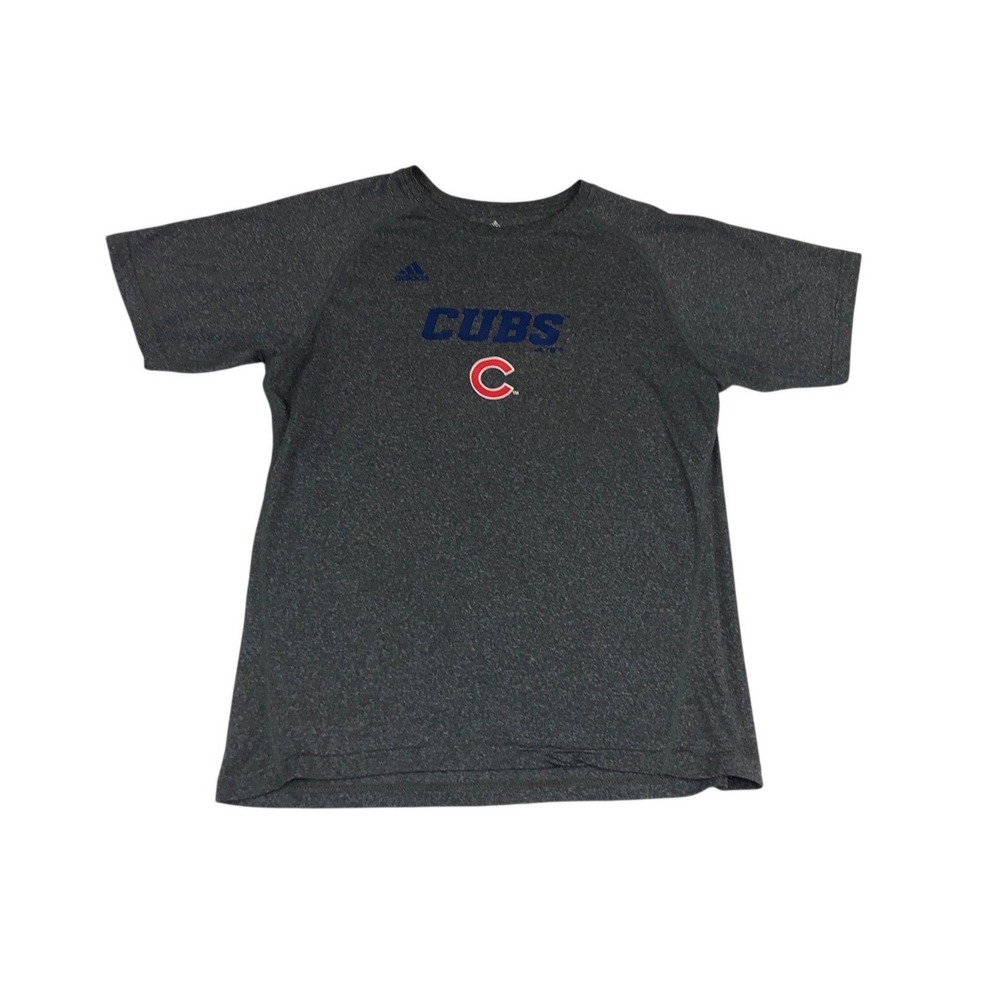 Adidas Chicago Cubs MLB Mens Large Heather Grey Performance Raglan T-Shirt